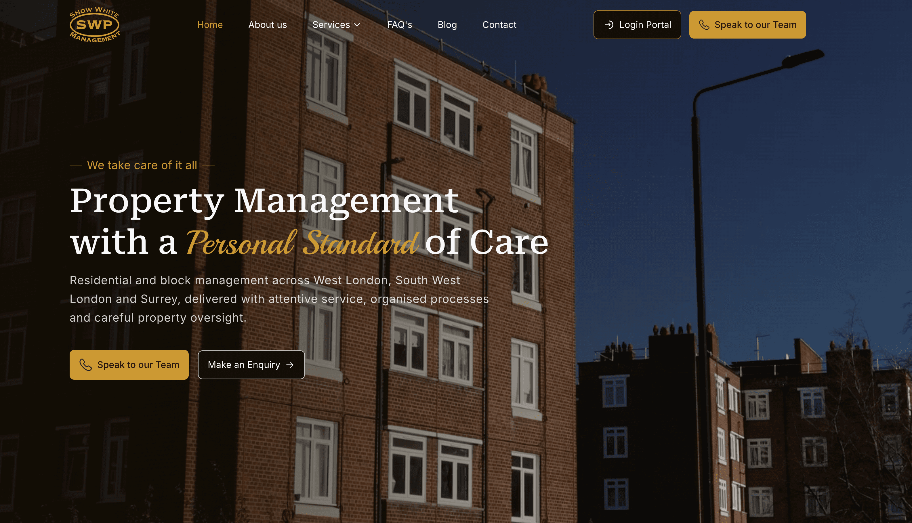 Snow White Property Management website
