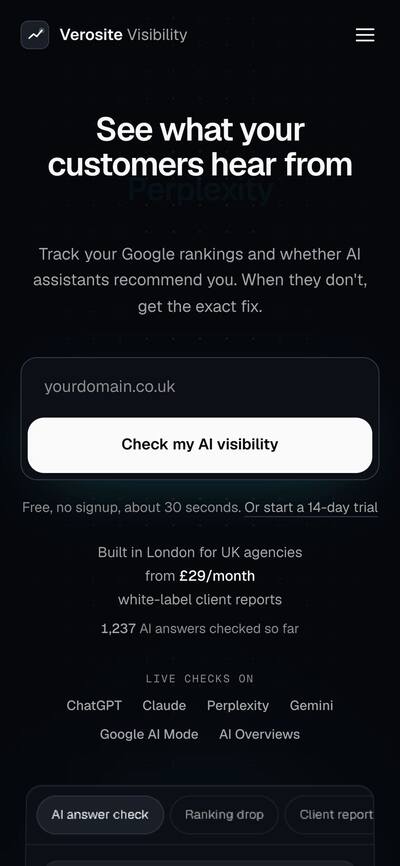 Verosite Visibility on a phone